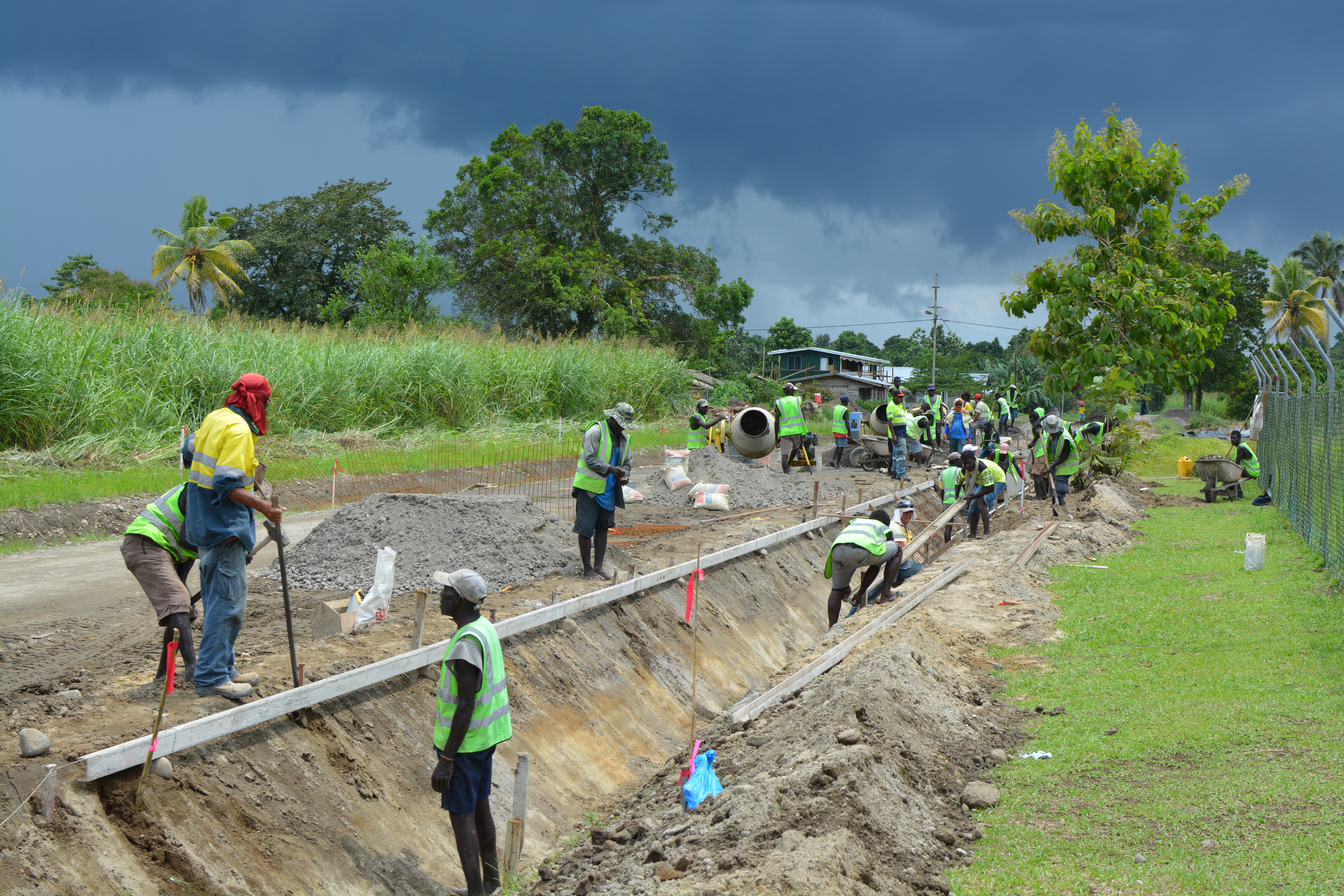 Papua New Guinea Buins Road construction workers