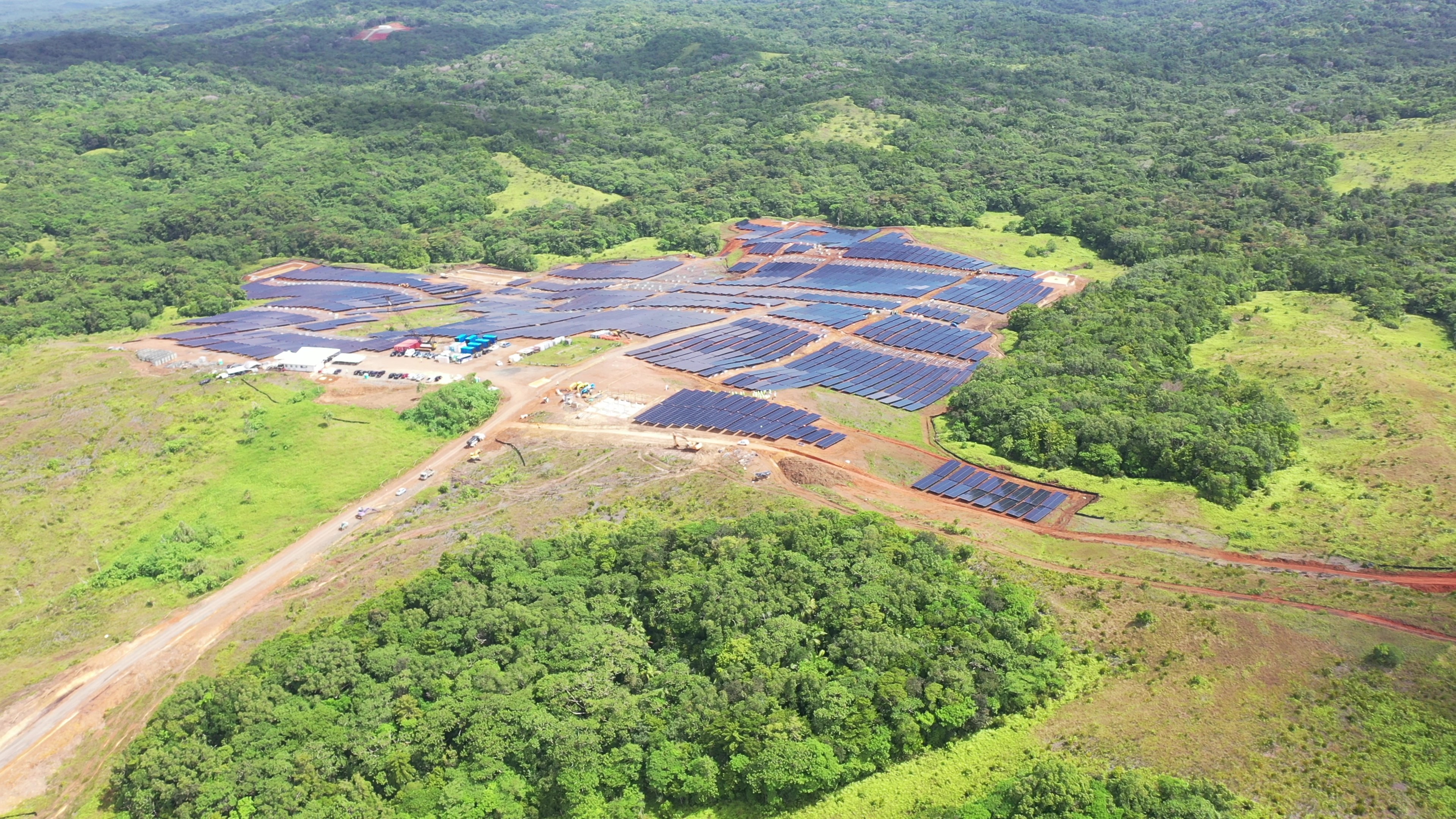 An aerial picture of the Palau Solar Plant