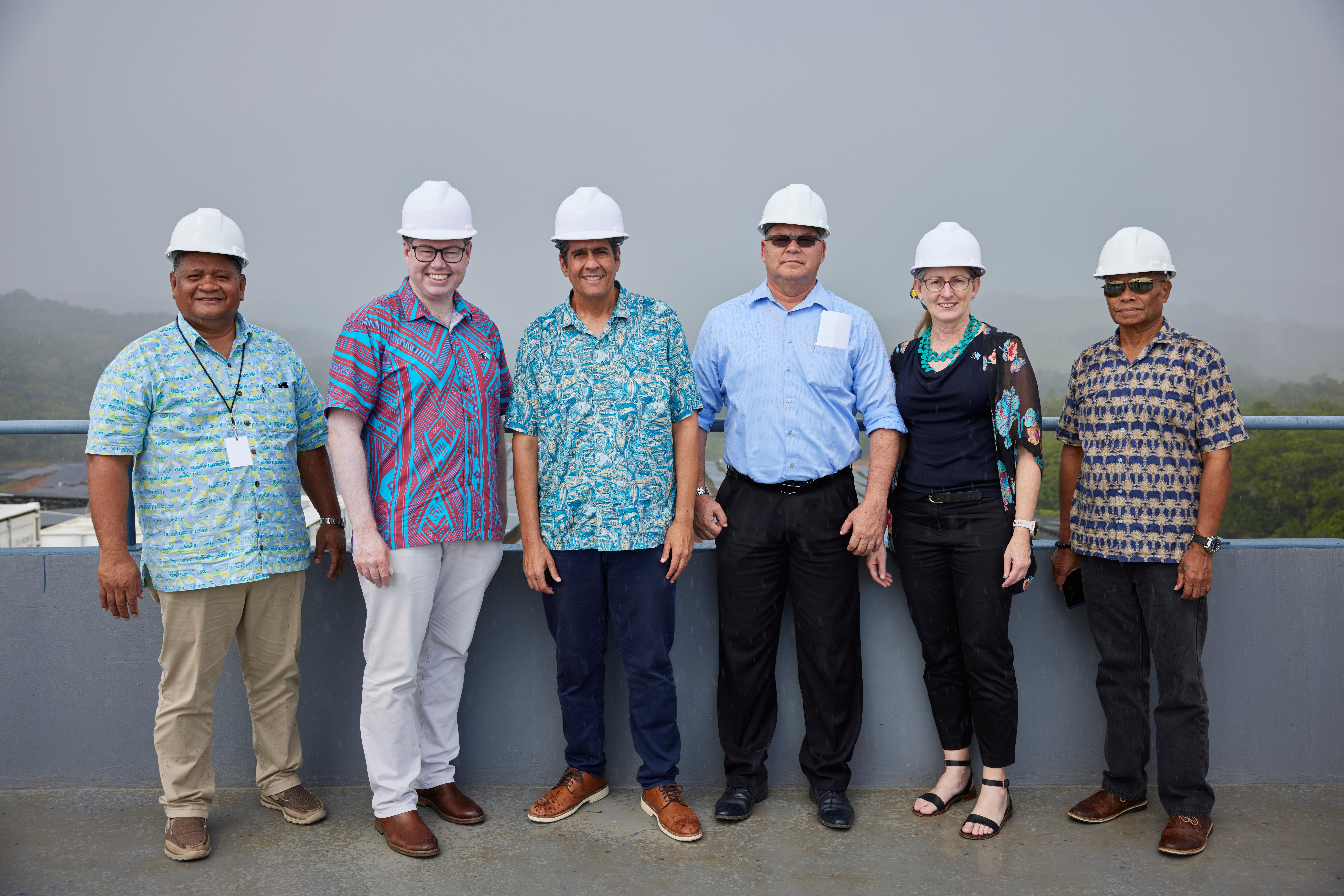 Minister for International Development and the Pacific the Hon Pat Conroy (second from left) and Australia’s Ambassador to Palau Richelle Turner (second from right) visit the project site at Ngatpang with stakeholders, June 2023