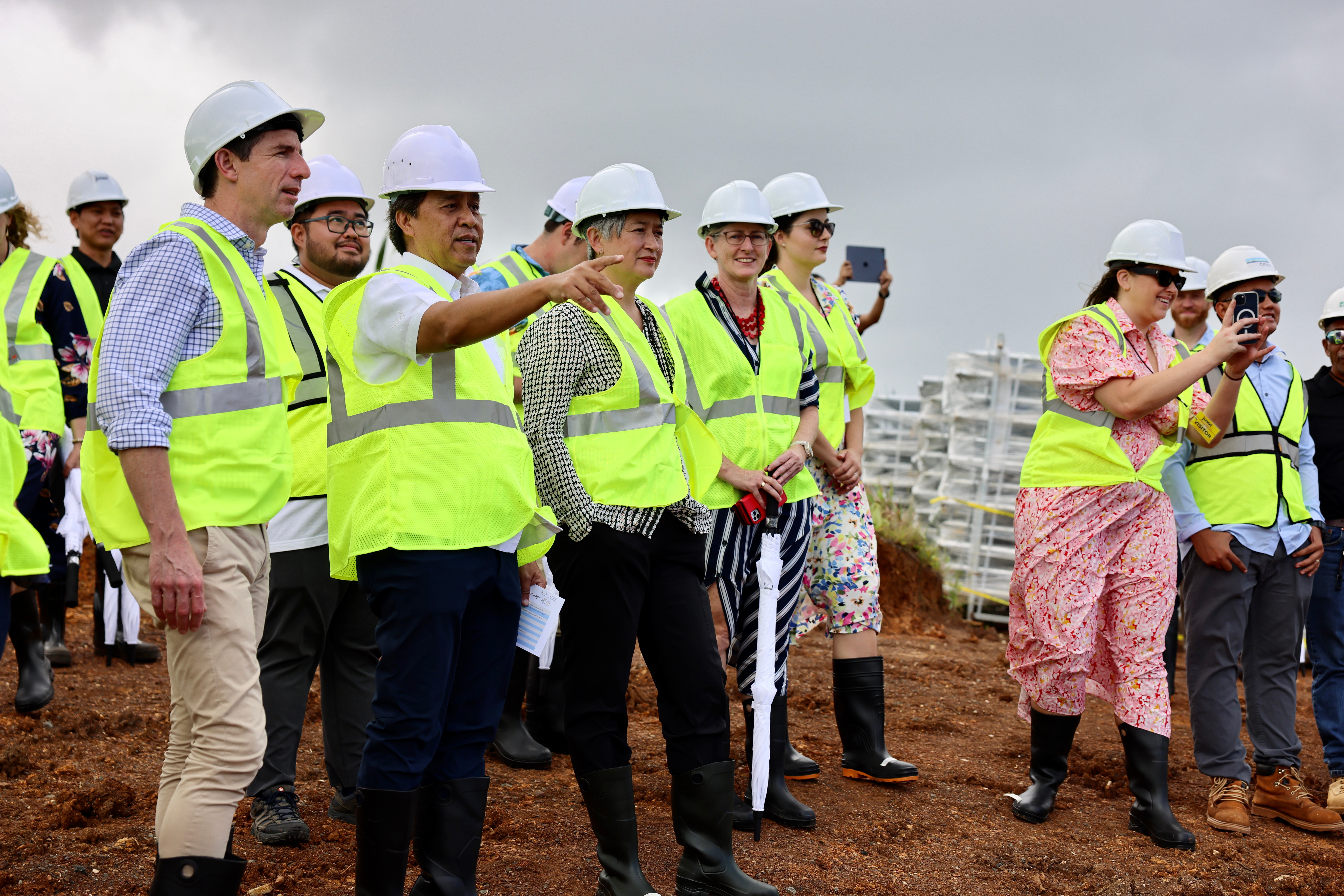 Minister for Foreign Affairs Senator the Hon Penny Wong and Australia’s Ambassador to Palau Richelle Turner (third and fourth from left) visit the project site at Ngatpang with stakeholders, December 2023
