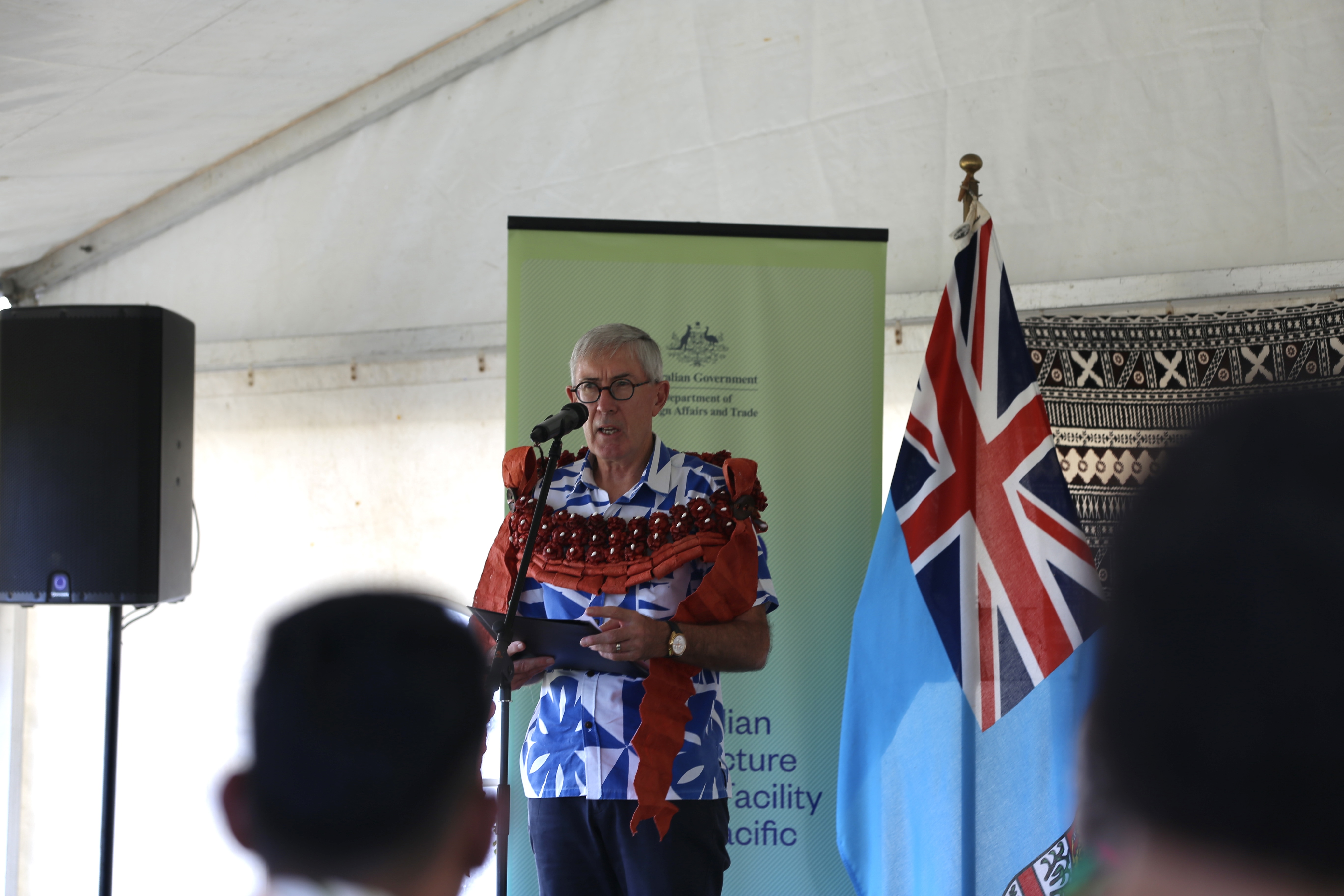 Australia's High Commissioner to Fiji and Special Envoy for the Pacific and Regional Affairs Mr Ewen McDonald speaks at the launch