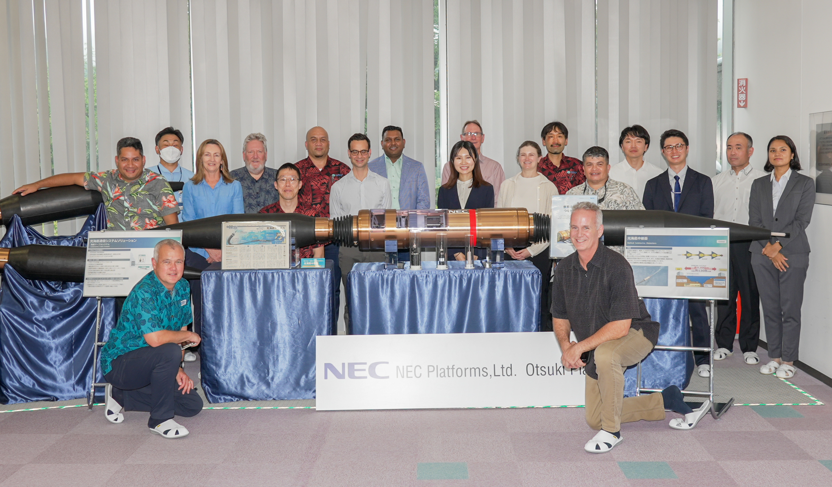 The delegation visited the East Micronesia Cable project’s submarine cable supplier NEC Corporation’s factory in Otsuki