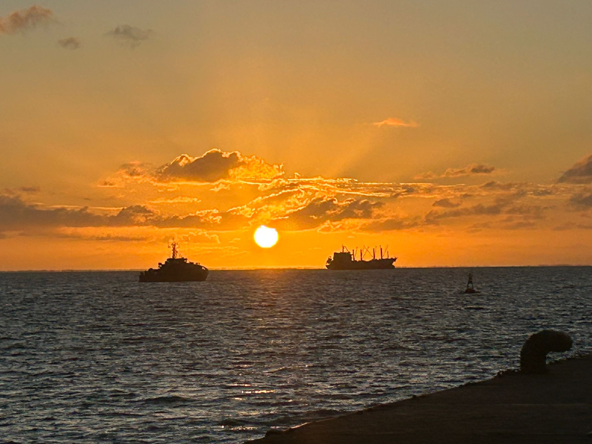 Cable lay ship Normand Clipper at sunset 