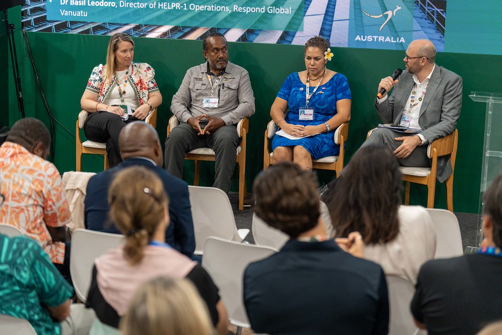 A panel-discussion session involving the REnew Pacific team at COP30