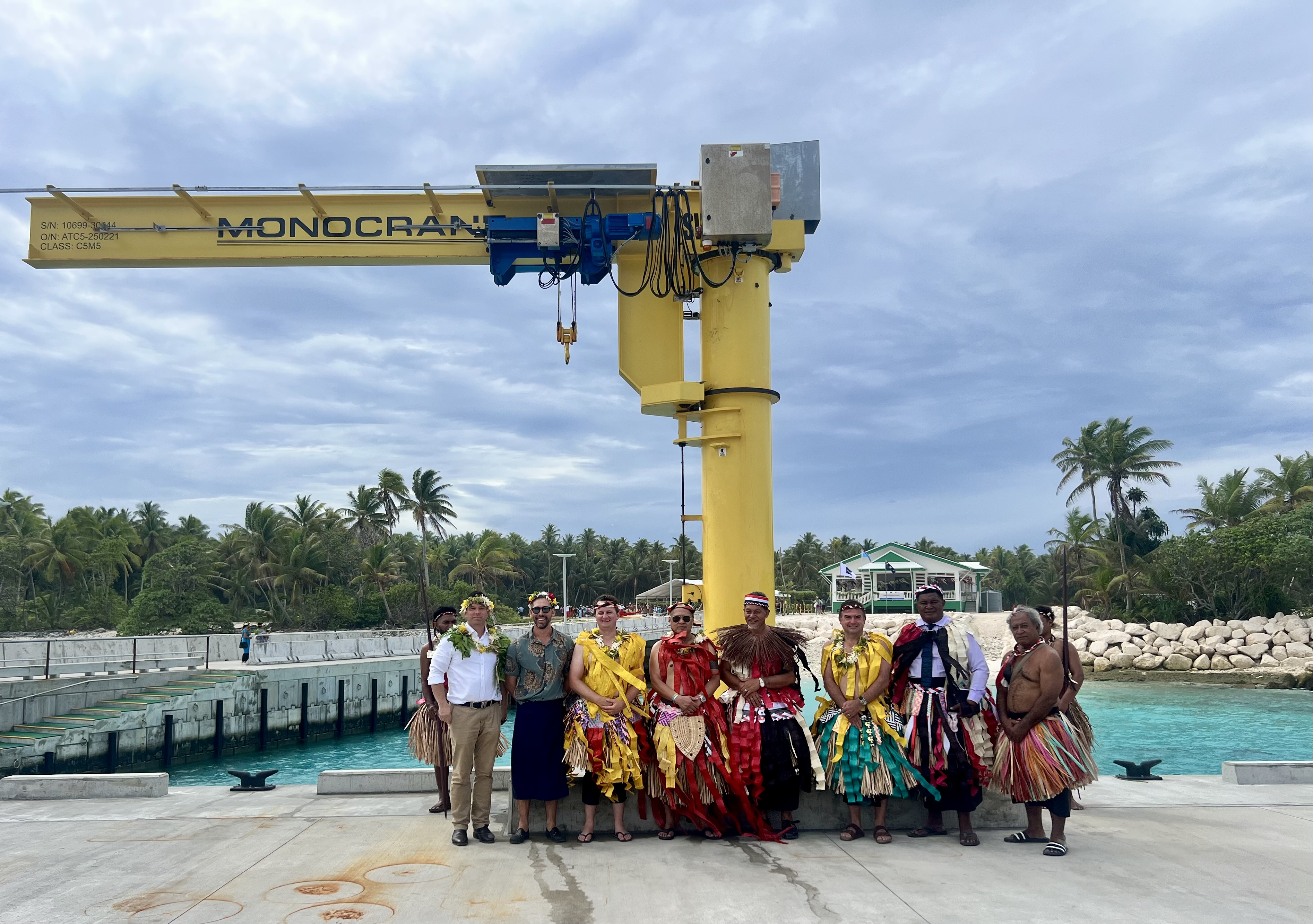 Tuvalu - Niutao Harbour - Group photo of VIPs on Harbour
